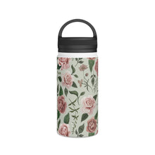 Load image into Gallery viewer, Wild Flower Roses Handle Lid Water Bottle