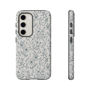 Blue Gray Flower Phone Case