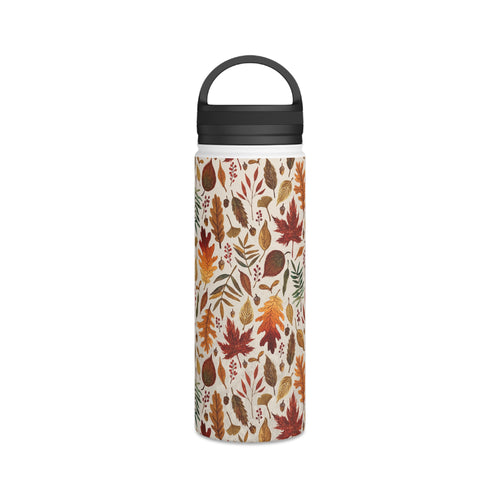 Watercolor Fall Leaves Handle Lid Water Bottle