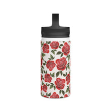 Load image into Gallery viewer, Rose Watercolor Handle Lid Water Bottle