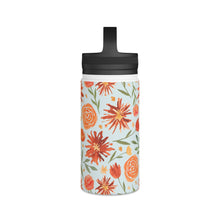 Load image into Gallery viewer, Burnt Orange Flower Burst Handle Lid Water Bottle