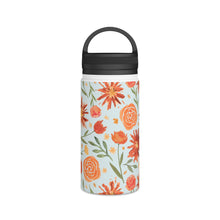 Load image into Gallery viewer, Burnt Orange Flower Burst Handle Lid Water Bottle