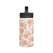 Load image into Gallery viewer, Warm Orange Floral Handle Lid Water Bottle