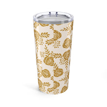 Load image into Gallery viewer, Warm Gold Floral Travel Mug