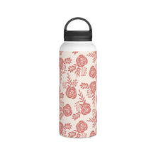 Load image into Gallery viewer, Warm Pink Floral Handle Lid Water Bottle