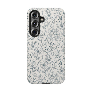 Blue Gray Flower Phone Case