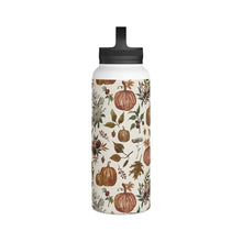 Load image into Gallery viewer, Fall Pumpkins, Flowers and Leaves Handle Lid Water Bottle