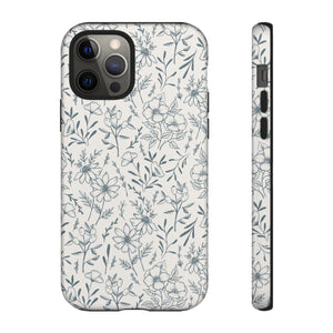 Blue Gray Flower Phone Case
