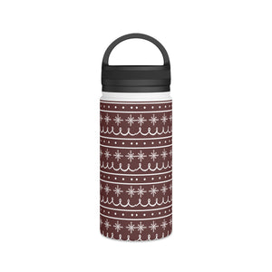Red Snowflake Pattern Handle Lid Water Bottle