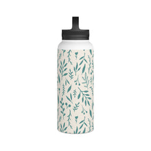 Load image into Gallery viewer, Teal Falling Leaves Handle Lid Water Bottle