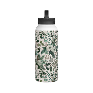 Winter Floral Handle Lid Water Bottle