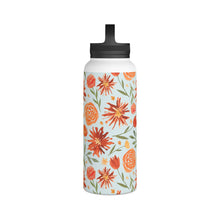 Load image into Gallery viewer, Burnt Orange Flower Burst Handle Lid Water Bottle
