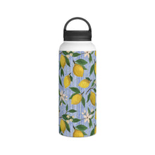 Load image into Gallery viewer, Lemons, Flowers and Stripes Handle Lid Water Bottle