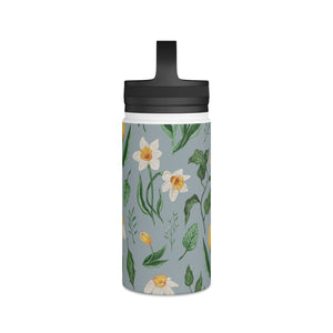 Daffodils and Tulips Handle Lid Water Bottle