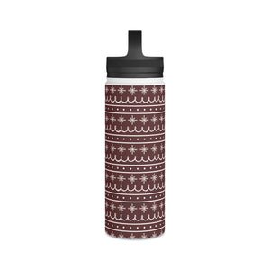 Red Snowflake Pattern Handle Lid Water Bottle