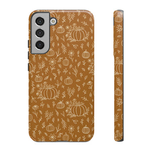 Bronze Floral Ink Pumpkin Phone Case
