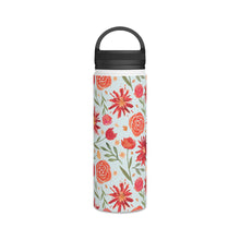 Load image into Gallery viewer, Red Flower Burst Handle Lid Water Bottle