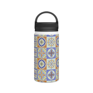 Orange and Blue Tile Handle Lid Water Bottle