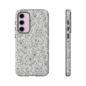 Blue Gray Flower Phone Case