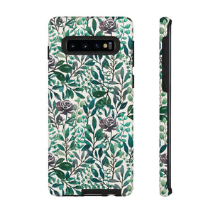 Purple Flowers and Eucalyptus Leaves Phone Case