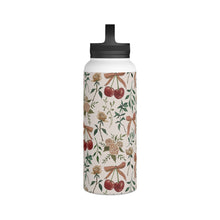 Load image into Gallery viewer, Cherry and Roses Handle Lid Water Bottle