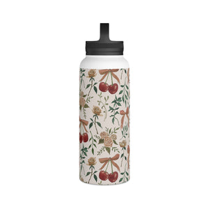Cherry and Roses Handle Lid Water Bottle