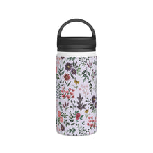 Load image into Gallery viewer, Bright Watercolor Flower - Purple Handle Lid Water Bottle