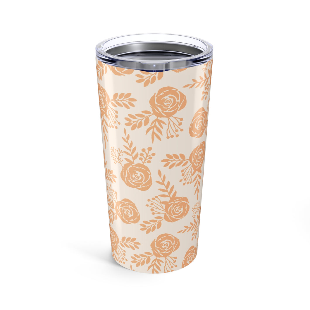 Light Orange Floral Travel Mug