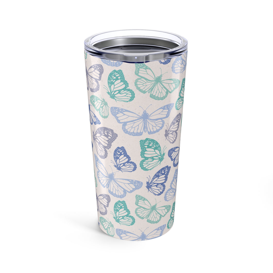 Purple and Green Butterfly Travel Mug