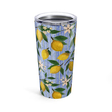 Load image into Gallery viewer, Lemons, Flowers and Stripes Travel Mug
