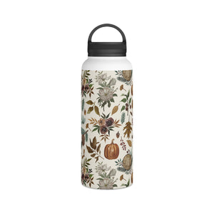 Pumpkins, Flowers and Fall Foliage Handle Lid Water Bottle