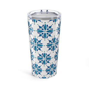 Blue Tile Watercolor Travel Mug
