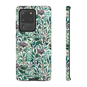 Purple Flowers and Eucalyptus Leaves Phone Case