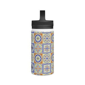 Orange and Blue Tile Handle Lid Water Bottle