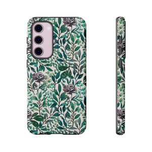 Purple Flowers and Eucalyptus Leaves Phone Case