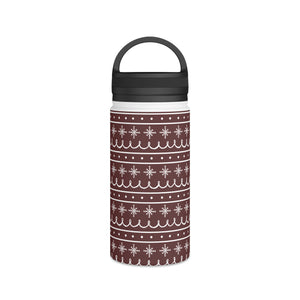 Red Snowflake Pattern Handle Lid Water Bottle