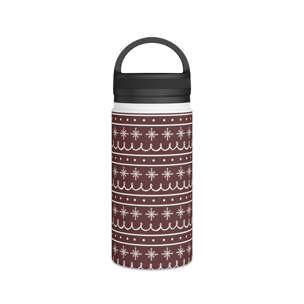 Red Snowflake Pattern Handle Lid Water Bottle