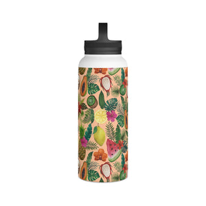 Tropical Fruit and Flowers Handle Lid Water Bottle