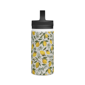 Olive and Lemon Handle Lid Water Bottle