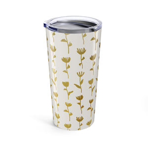 Gold Ink Flower Travel Mug