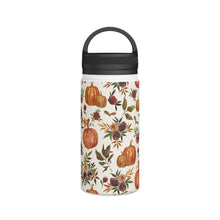 Load image into Gallery viewer, Pumpkin and Fall Flowers Handle Lid Water Bottle