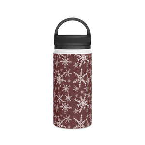 Red Snowflakes Handle Lid Water Bottle