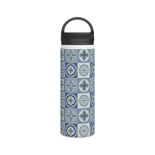 Load image into Gallery viewer, Mediterranean Blue Tile Handle Lid Water Bottle