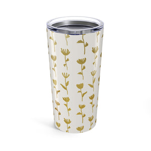 Gold Ink Flower Travel Mug