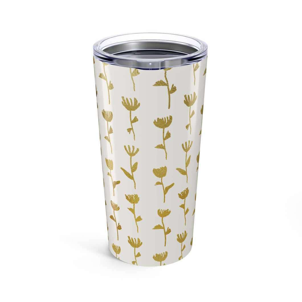 Gold Ink Flower Travel Mug
