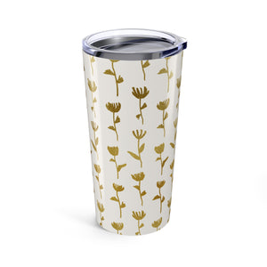 Gold Ink Flower Travel Mug
