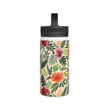 Load image into Gallery viewer, Tropical Watercolor Floral Handle Lid Water Bottle