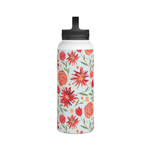 Load image into Gallery viewer, Red Flower Burst Handle Lid Water Bottle