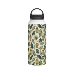 Tropical Leaves and Lanterns Handle Lid Water Bottle