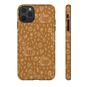 Bronze Floral Ink Pumpkin Phone Case